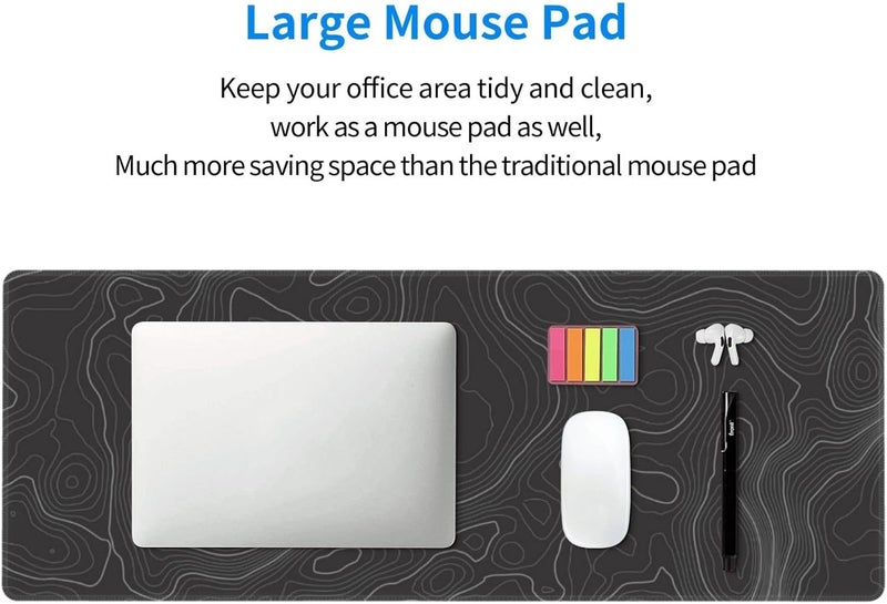 Brecoy Topographic Contour Extended Big Mouse Pad Large,Gaming Mouse Pad Desk Pad,31.5×11.8 Inch Long Computer Keyboard Mouse Mat Mousepad with 3mm Non-Slip Base and Stitched Edge for Gaming and Office - Image 5